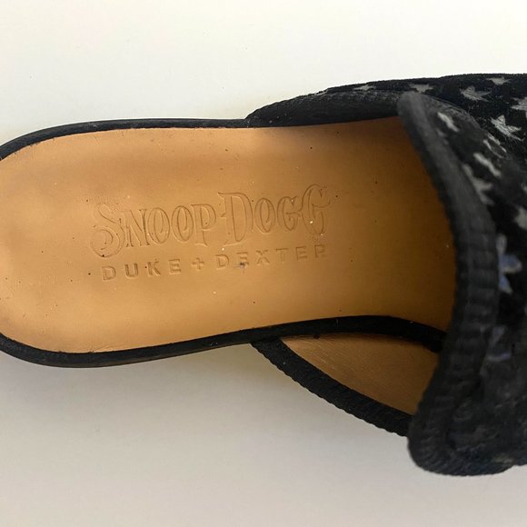 Cannabis-print Duke & Dexter Velvet Mules/Slip-Ons In Black main image 6
